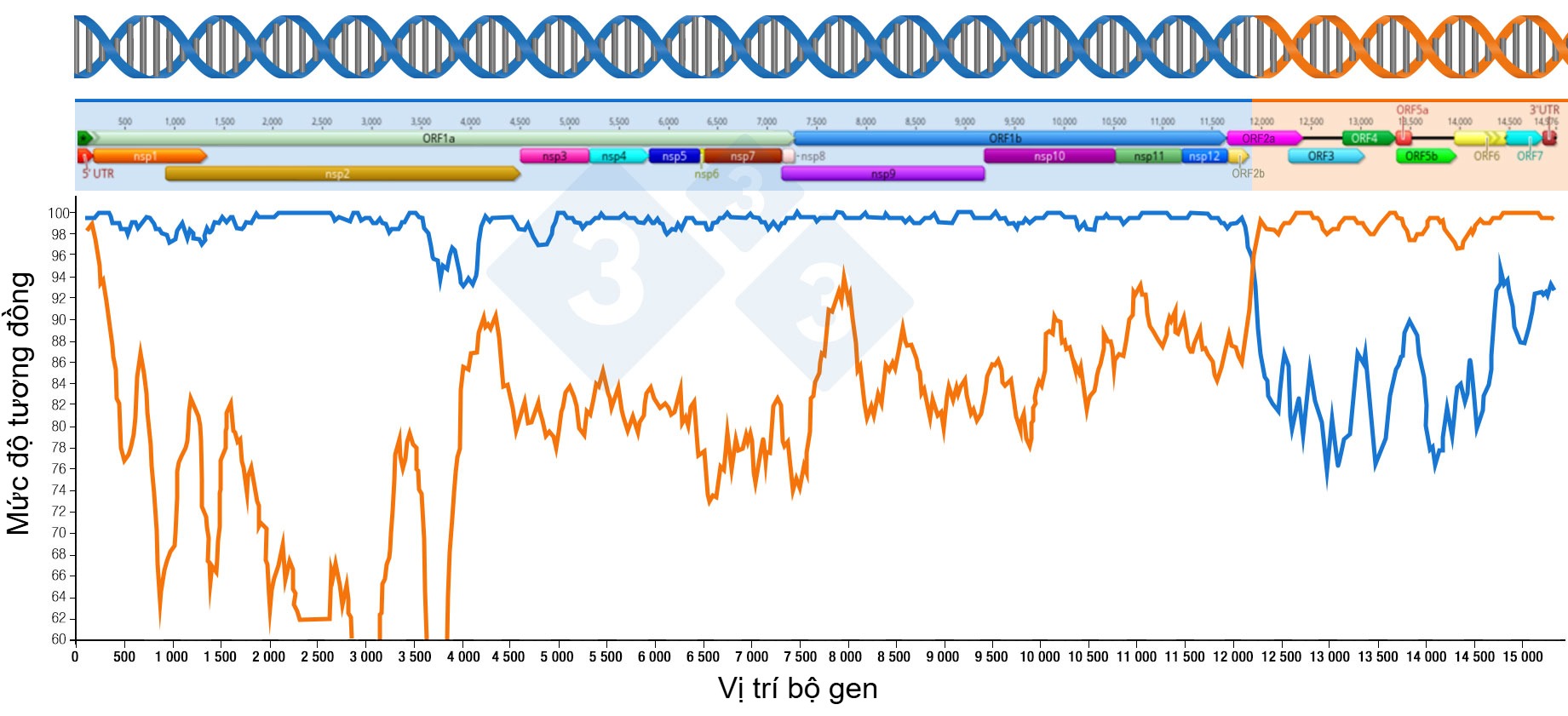 Representation of a recombination event generating a new virus
