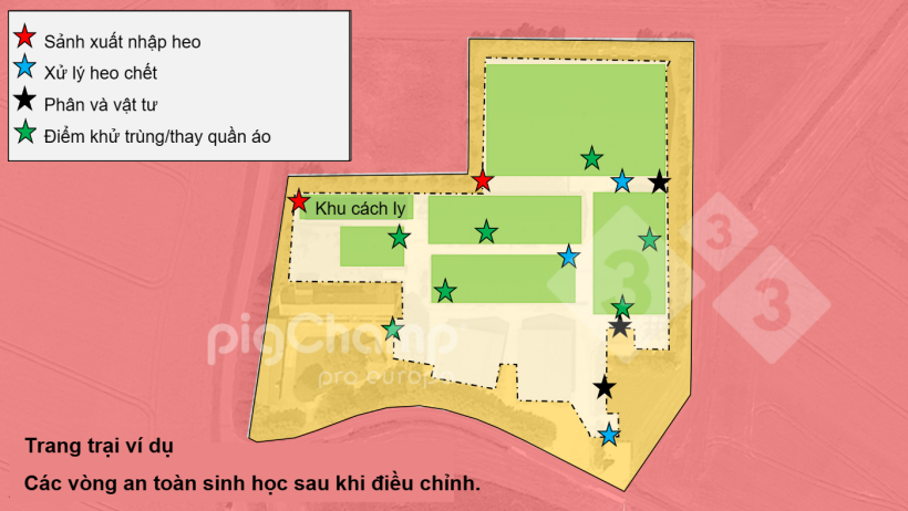 Hình 4. Các vòng an toàn sinh học sau khi thiết kế lại các lối đi.