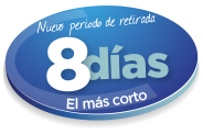 CORTO PERÍODO DE RETIRADA: 8 DÍAS