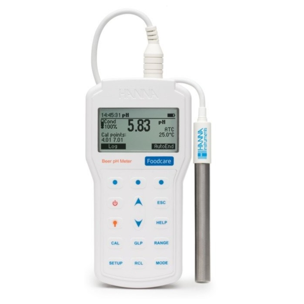 Hanna HI98167 Portable pH Meter (pH/mV/Temp) with Titanium Electrode, Flat Membrane