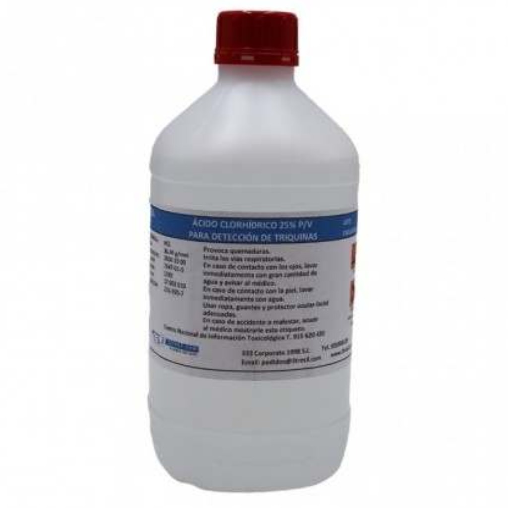 Ácido clorhídrico HCL 25 % 2,5 L para la detección de triquina