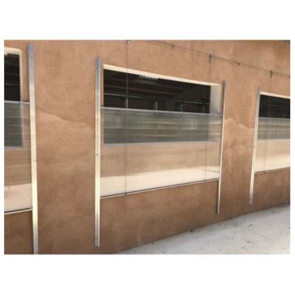 Finestra ibrida acciaio inox/alluminio/policarbonato 2x1
