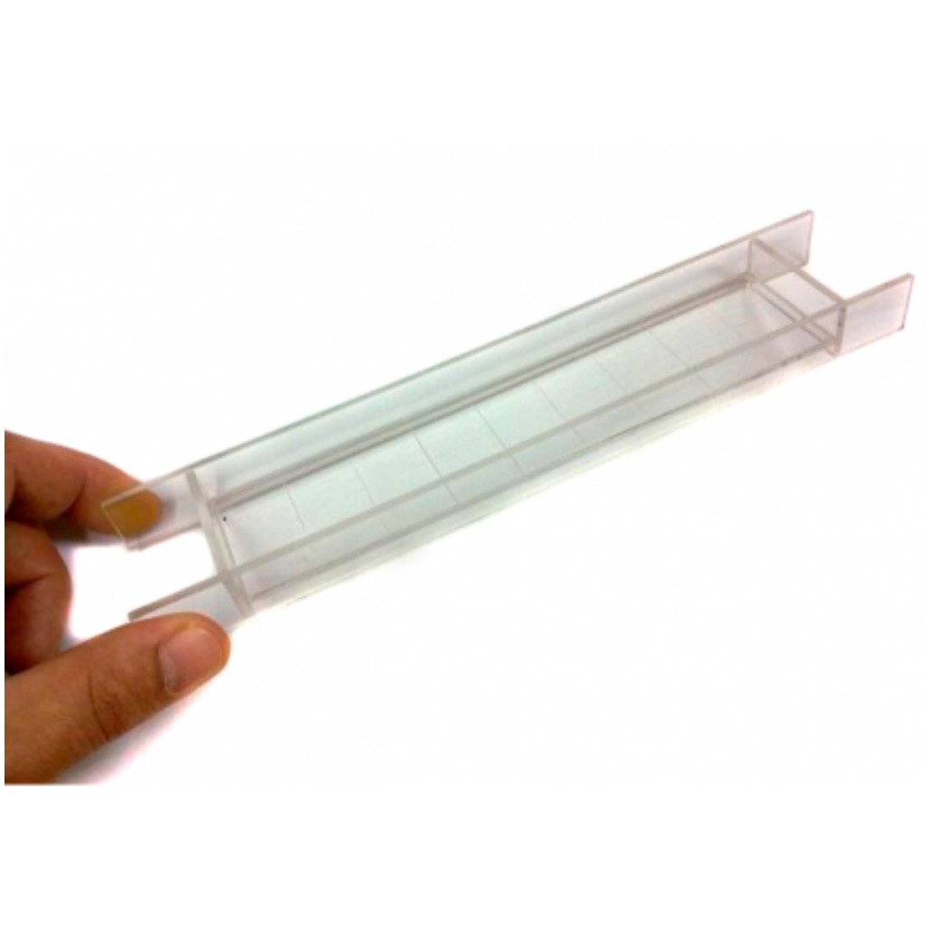 Bandeja retangular de 180x40 mm em metacrilato transparente