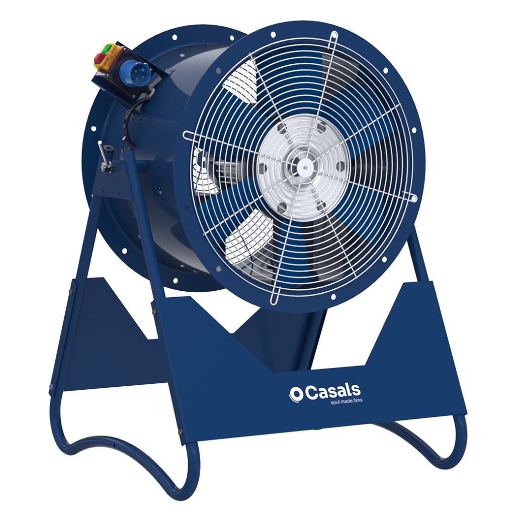 Ventilatore portatile HI con getto d'aria direzionale per il raffreddamento di spazi industriali