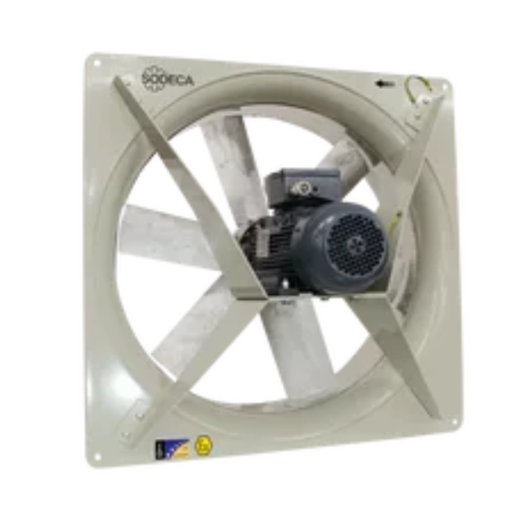 Estrattore assiale trifase HC/ATEX da parete, certificazione ATEX 2G o 2D, Sodeca