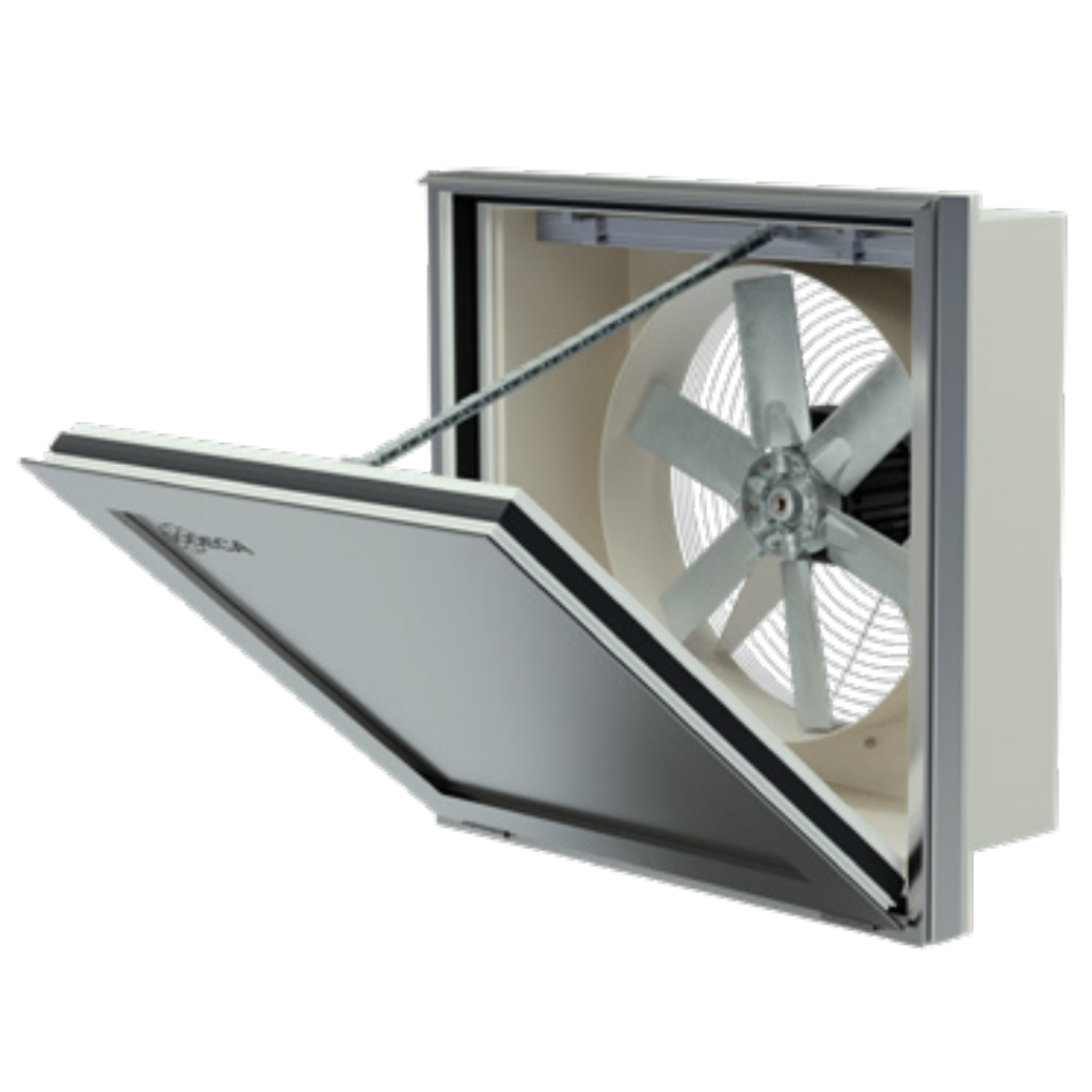 Sodeca WALL/FREE Dynamic wall mount extractor fans fitted with motorised hatch