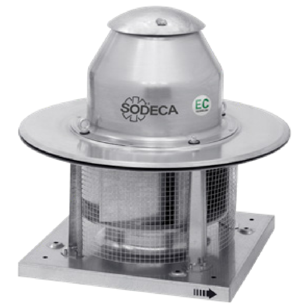 Sodeca CHT/EC Extractor centrífugo de tejado 400 ºC/2h con salida de aire horizontal