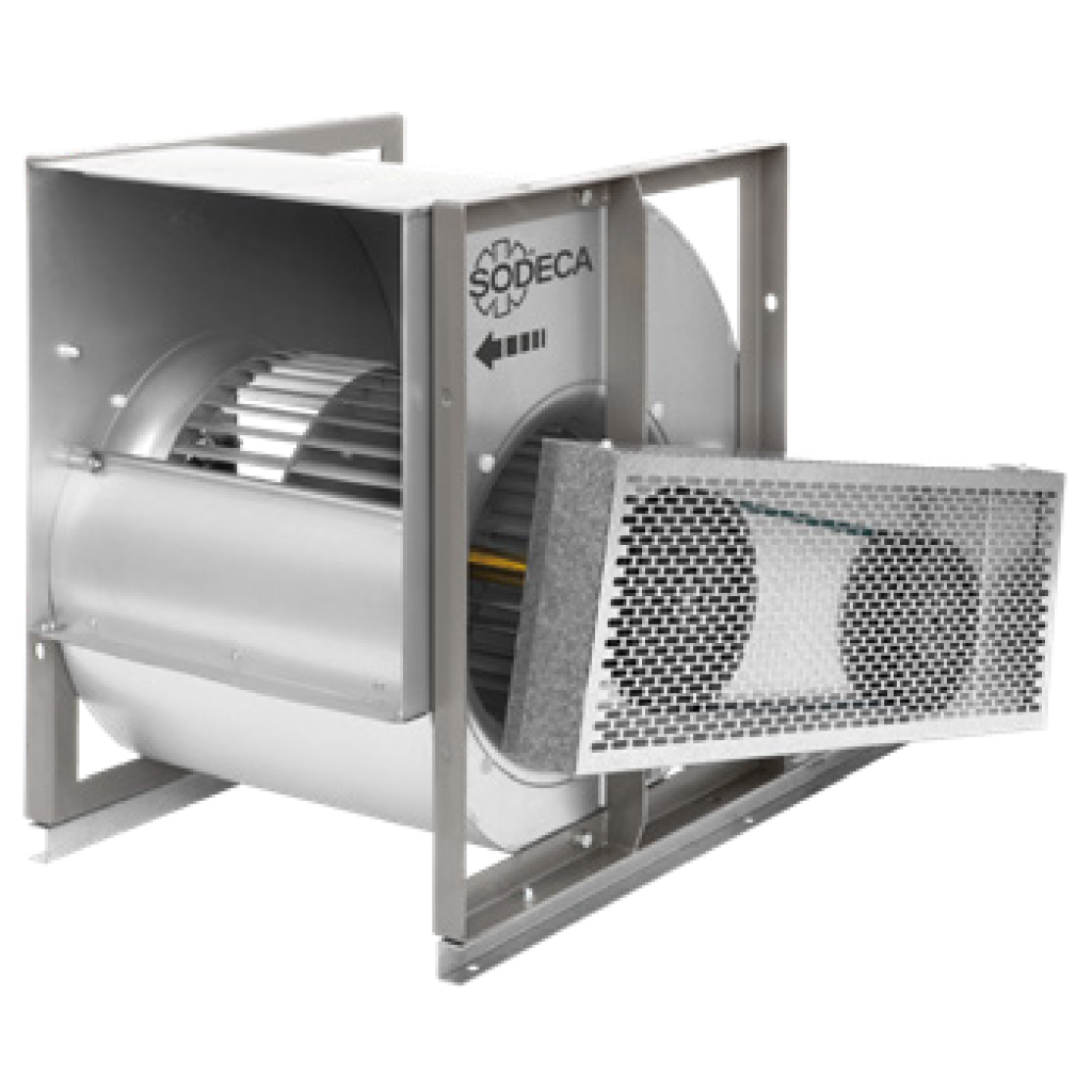 Sodeca CBXT Ventilador de doble aspiración a transmisión con motor eléctrico, poleas, correas, prote