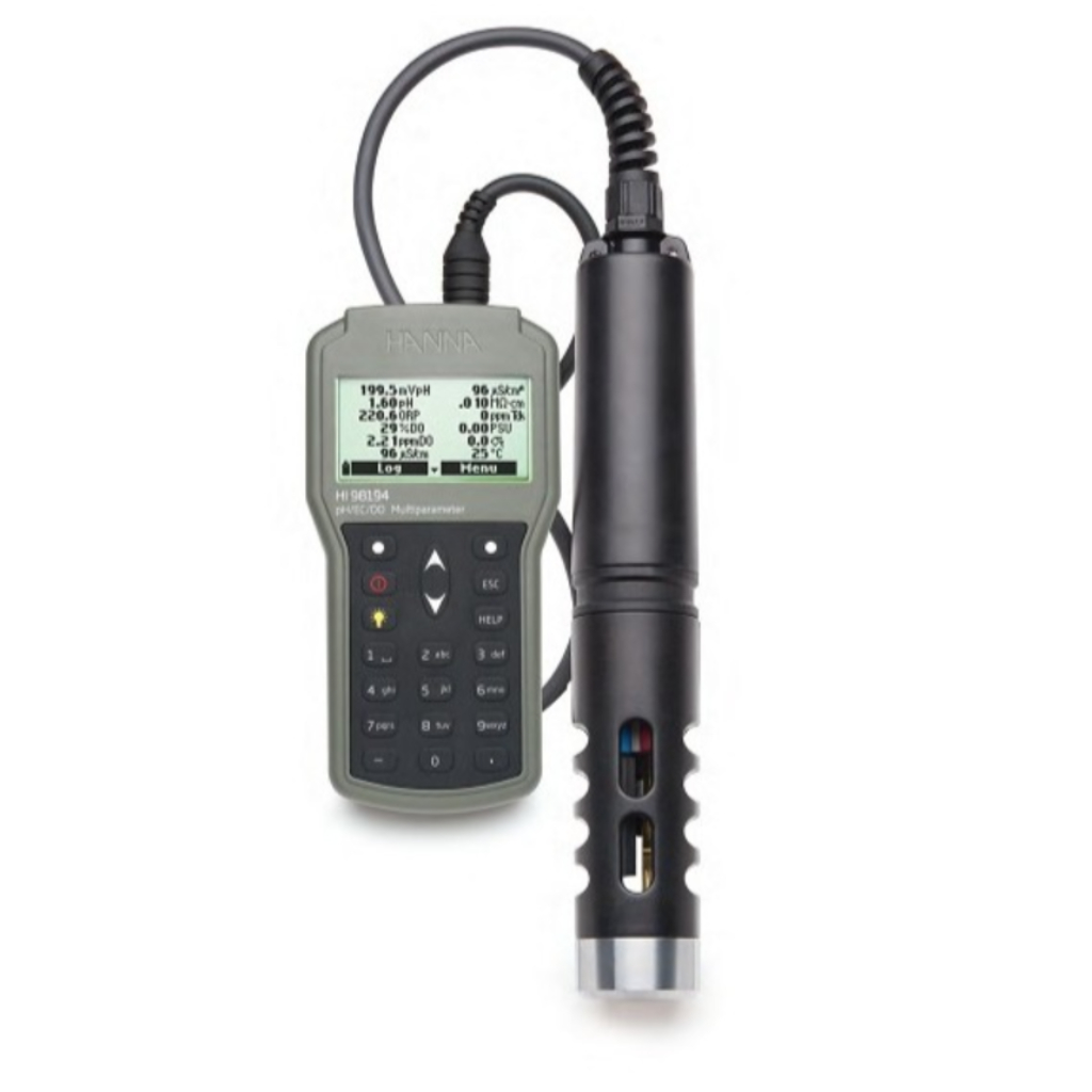 Hanna HI98194 Multiparamétrico con portasondas múltiple. Medida simultánea de pH, CE y OD