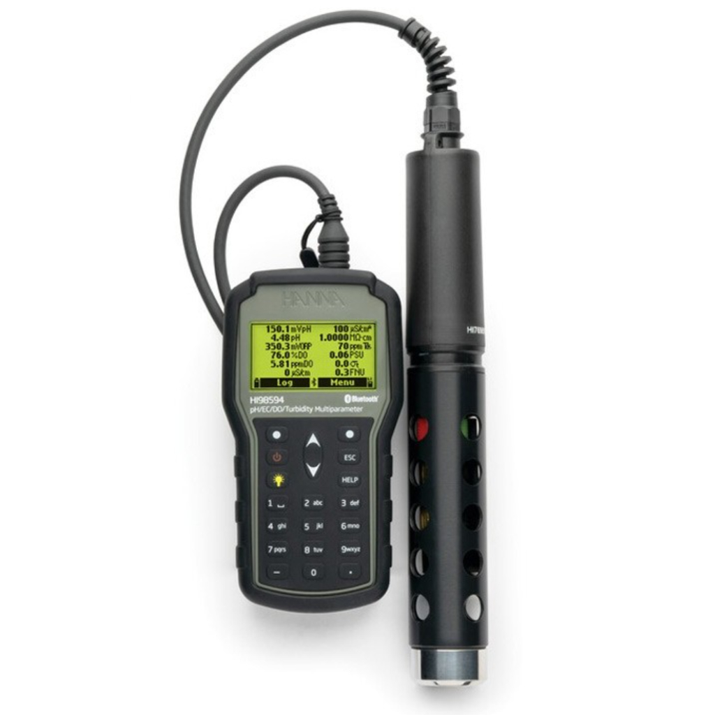 Hanna HI98594 Multiparamétrico portátil pH/CE/Turbidez/OD óptico con bluetooth