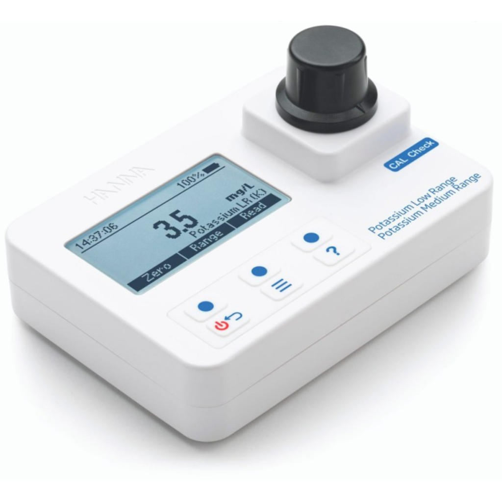 Hanna HI97750 Fotómetro portátil Potasio rango bajo y medio (0,0 a 10,0 y 10 a 100 mg/L)