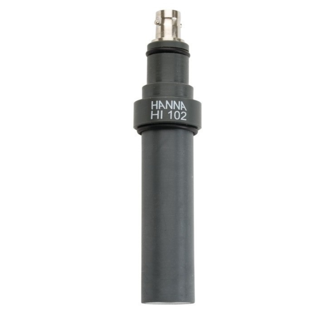 Hanna HI102 Electrodo pH para medición en línea, membrana plana, cuerpo plástico, unión PTFE, 6 bar
