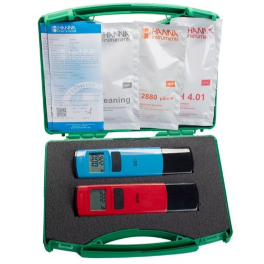 Hanna MALETRIEGO Maletín para control de pH y conductividad en agua de riego HI98107+HI98304