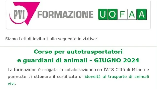 Corso Autotrasportatori Animali: iscriviti qui: