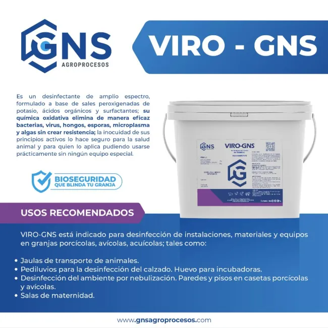 VIRO-GNS es un potente desinfectante de amplio espectro, formulado a b...