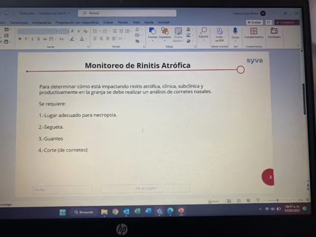 Monitoreo de Rinitis Atrófica para determinar como está impactando e...