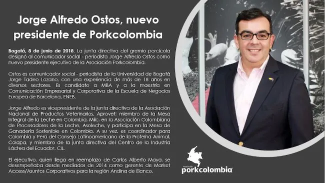 Jorge Alfredo Ostos, nuevo presidente de Porkcolombia,