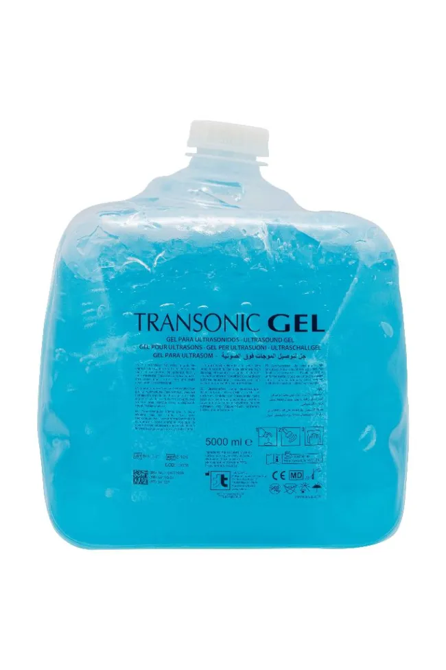 Gel azul para diagnóstico por ultrasonidos.