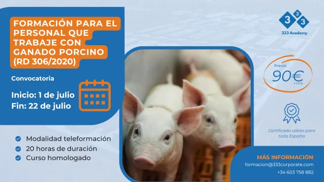 🐷📚 Curso Homologado RD 306/2020 – Formación para el Personal que Trabaje con Ganado Porcino