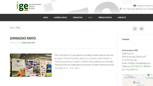 NUEVA ENTRADA EN EL BLOG DE IGE INCINERADORES GRUPO ESPAÑA