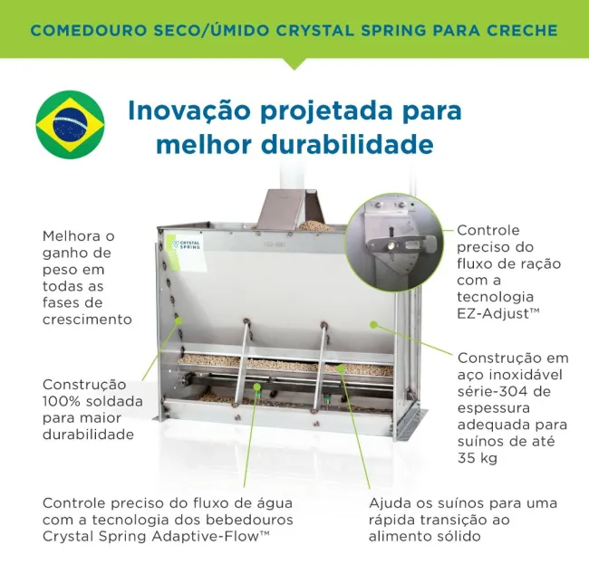 Nosso comedouro seco/úmido para creche proporciona todos os benefíci...