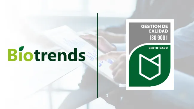 Bio Trends Ibérica renueva el certificado de calidad ISO 9001:2015.
