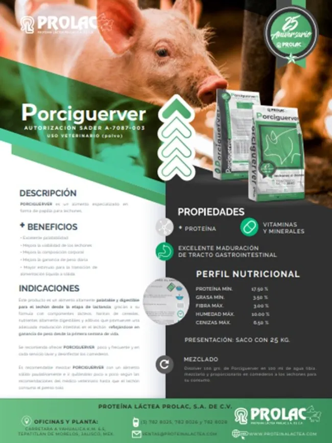 Porciguerver es un alimento altamente palatable que promueve el consum...
