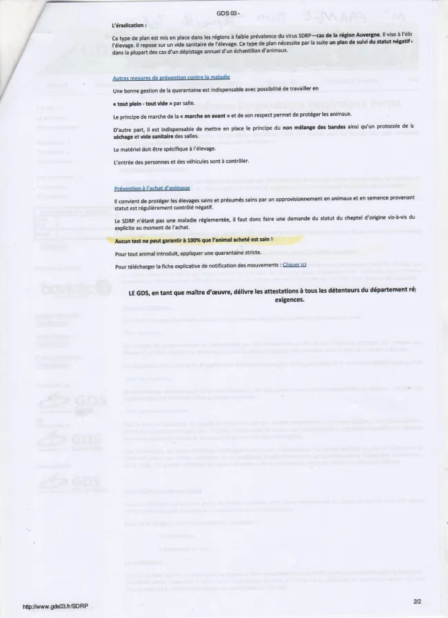 Encore contre le SDRP et l'insémination acheté aux CIA, même le GDS...