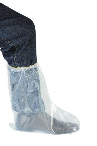 Bota de plástico desechable, con goma, 0.07 mm, 50 unidades (2) Bota de plástico desechable, con goma, 0.07 mm, 50 unidades (2)