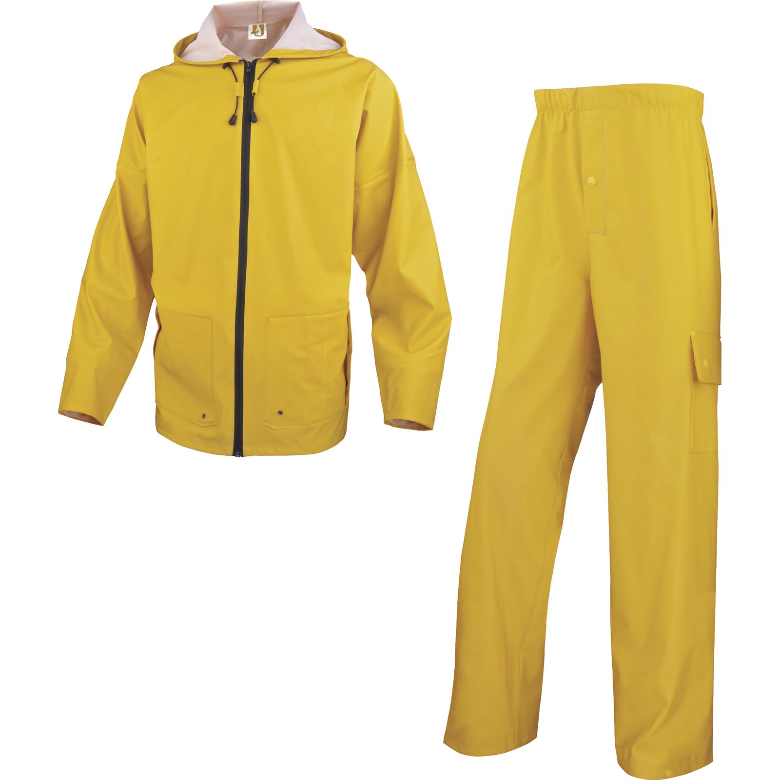 Conjunto de lluvia chaqueta y pantalón Soporte poliéster con semi impregnación de poliuretano Conjunto de lluvia chaqueta y pantalón Soporte poliéster con semi impregnación de poliuretano