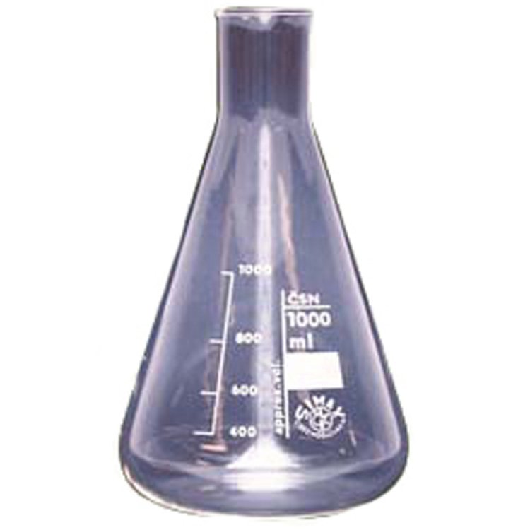 Frasco Erlenmeyer, 1.000 ml, cristal, cuello ancho Frasco Erlenmeyer, 1.000 ml, cristal, cuello ancho