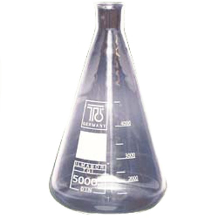 Frasco Erlenmeyer, 5.000 ml, cristal, cuello normal Frasco Erlenmeyer, 5.000 ml, cristal, cuello normal