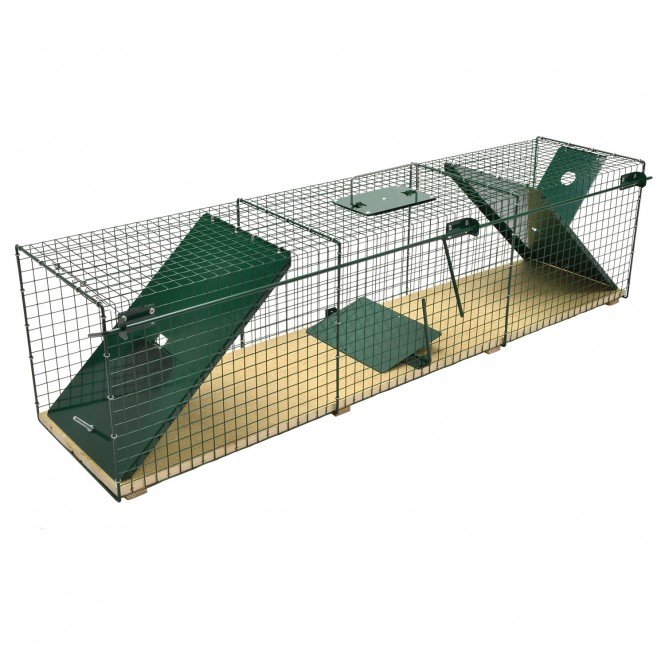 Trampa para animales vivos - Gatos Zorros - 116x28x28cm - 2 Entradas Trampa para animales vivos - Gatos Zorros - 116x28x28cm - 2 Entradas